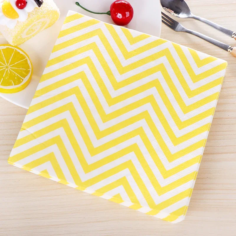 

New Colourful Wave Printed Tissue Paper Napkins Wedding Party Tissue Paper Napkins Facial Tissues 6 Colours 20pcs/pac Wholesale