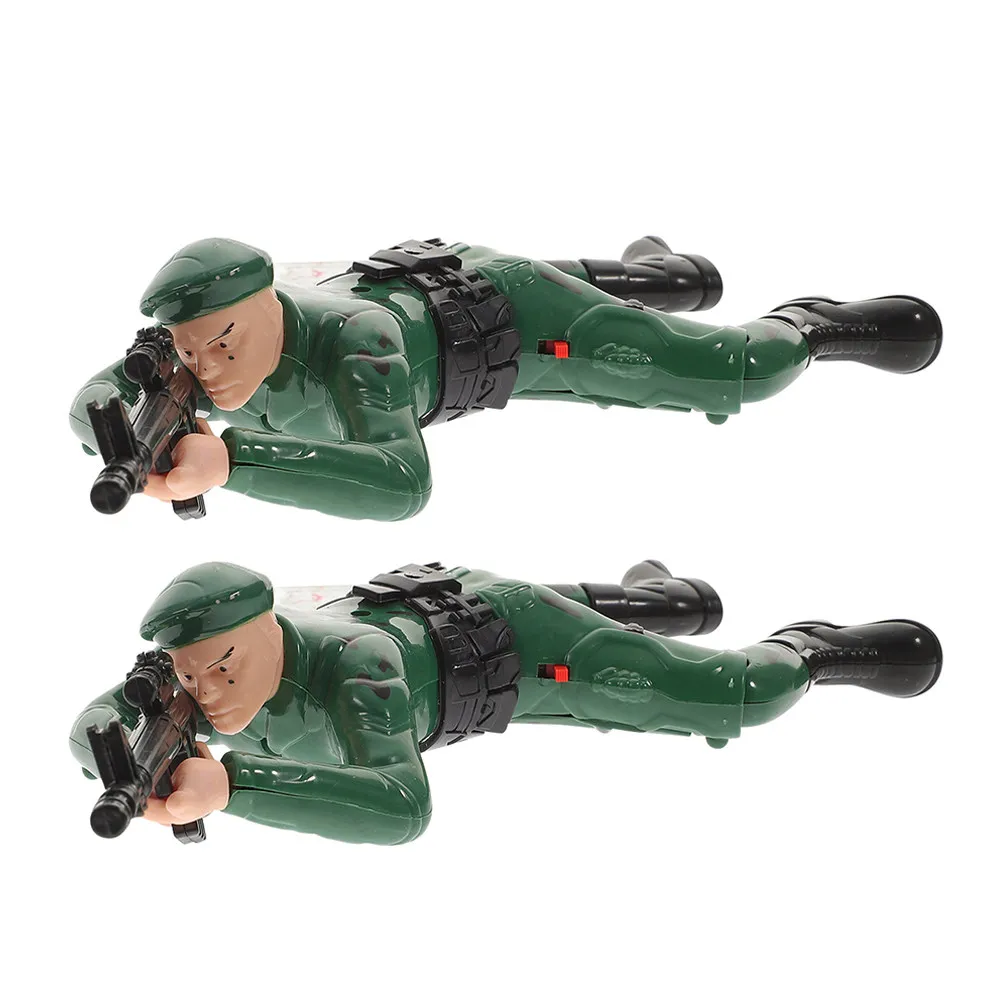 2Pcs Electric Crawling Soldier Figure for Kids Motor Skill Development Interactive Army Action Figure Early Learning Play Indoor