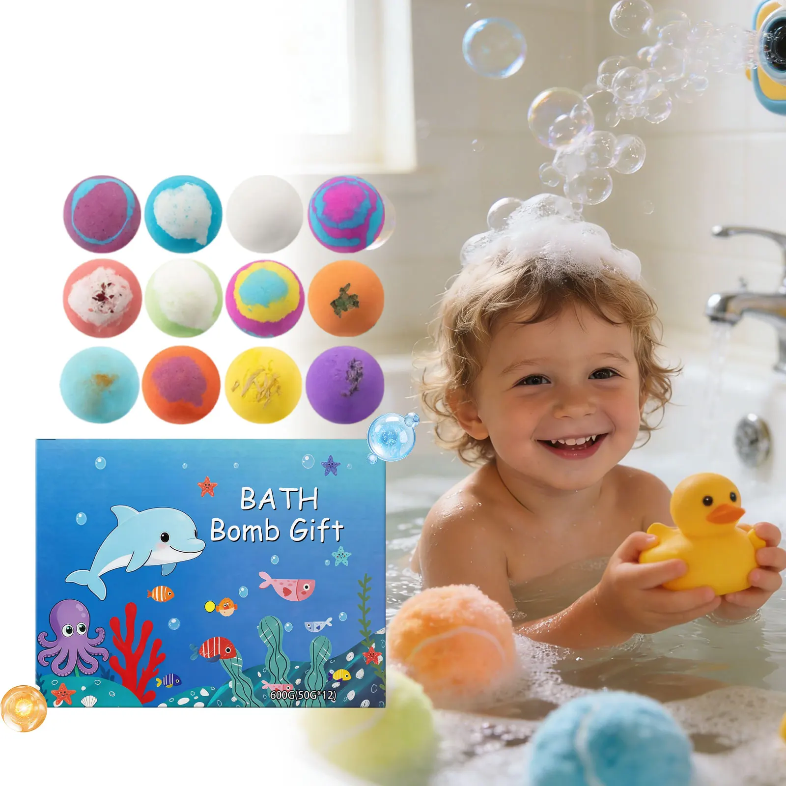  Bath Set with Surprise Doll Toy Moisturizing Bath Salt Balls for Kids Relaxing Skin Care Home SPA for Parent‑child Experience
