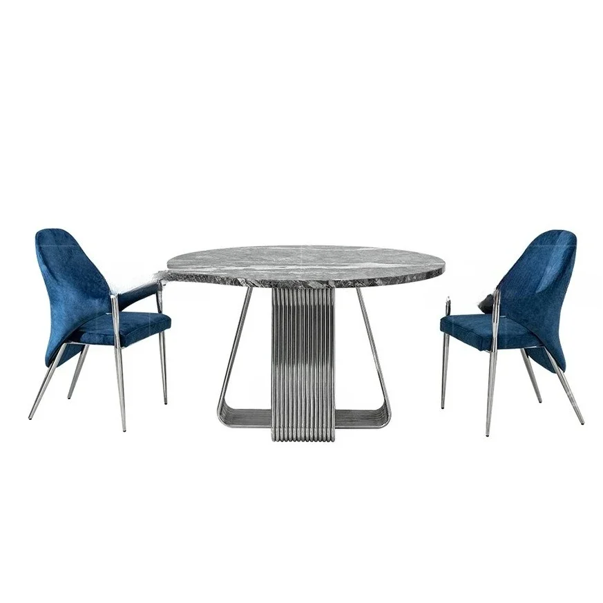 Italian light luxury marble dining table Home master high-end villa round table Designer restaurant round table