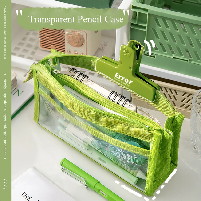 Pencil Case Estuche Back To School Accessories Supplies 6 Layer Transparent Pencilscases Girls Bags Trousse 2023 New Big Pouch