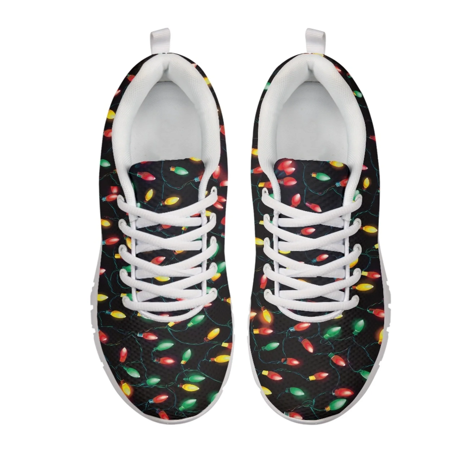 Coloranimal String Lights Women Running Shoes Lace Up Low Top Men's Tennis Shoes for Walking