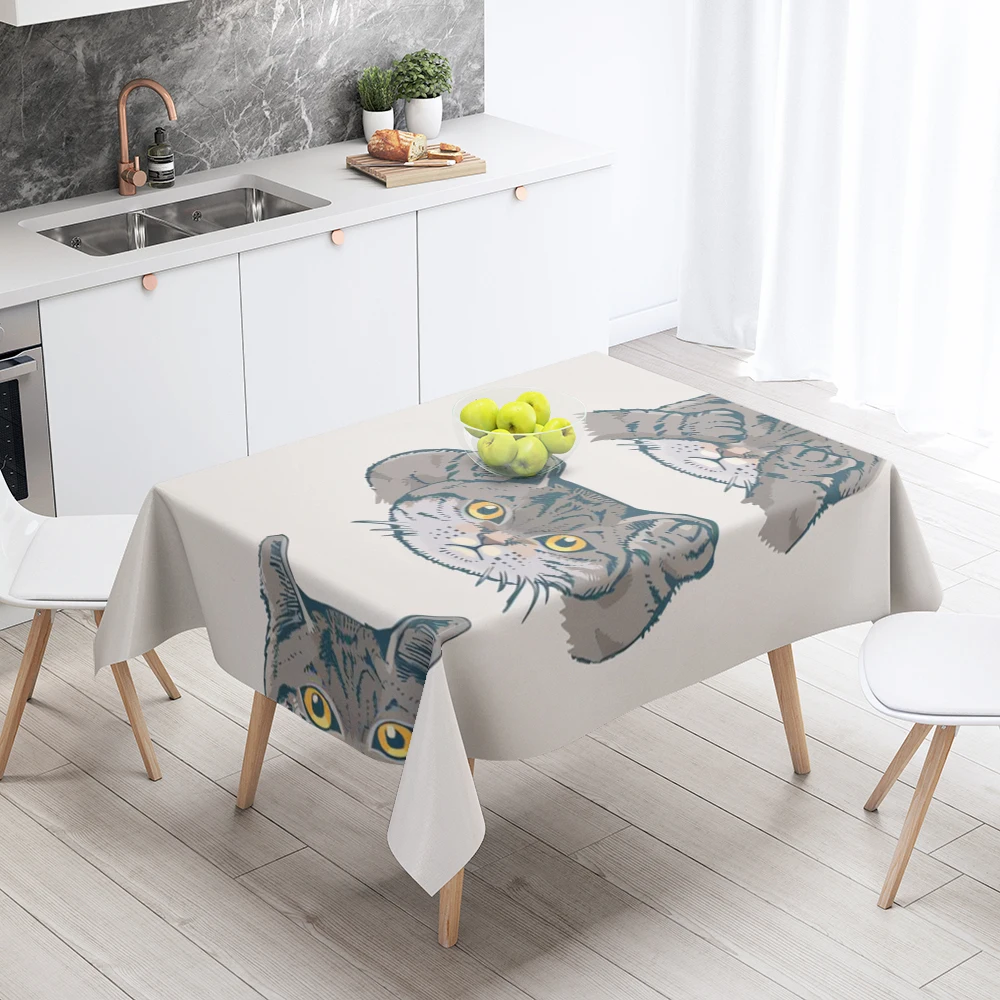 Home tablecloths dining decoration and rectangular table accessories waterproof cloth Anti-stain restaurant Nordic animal dog