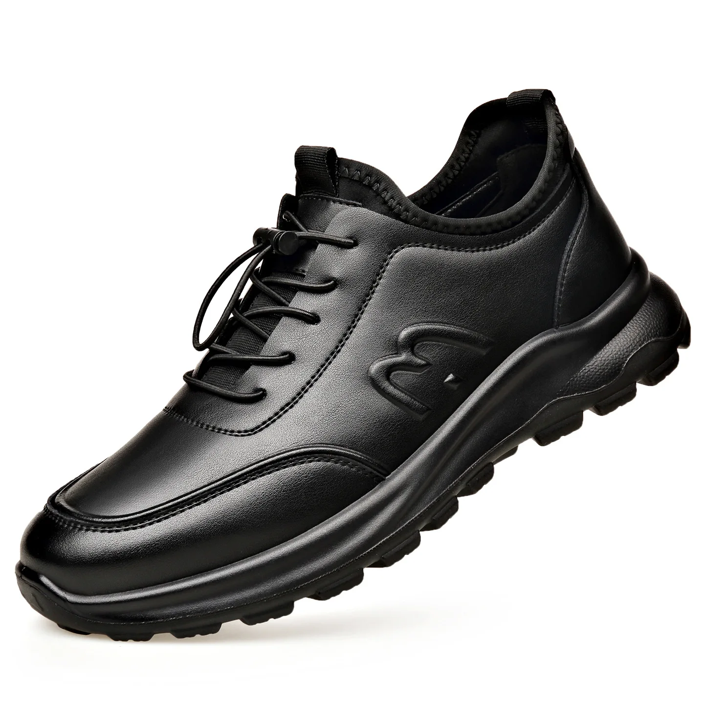 

Autumn New Designer Leather Sneakers for Men Fashion Elastic Band Casual Shoes Male High Quality Black Sports Shoes Man