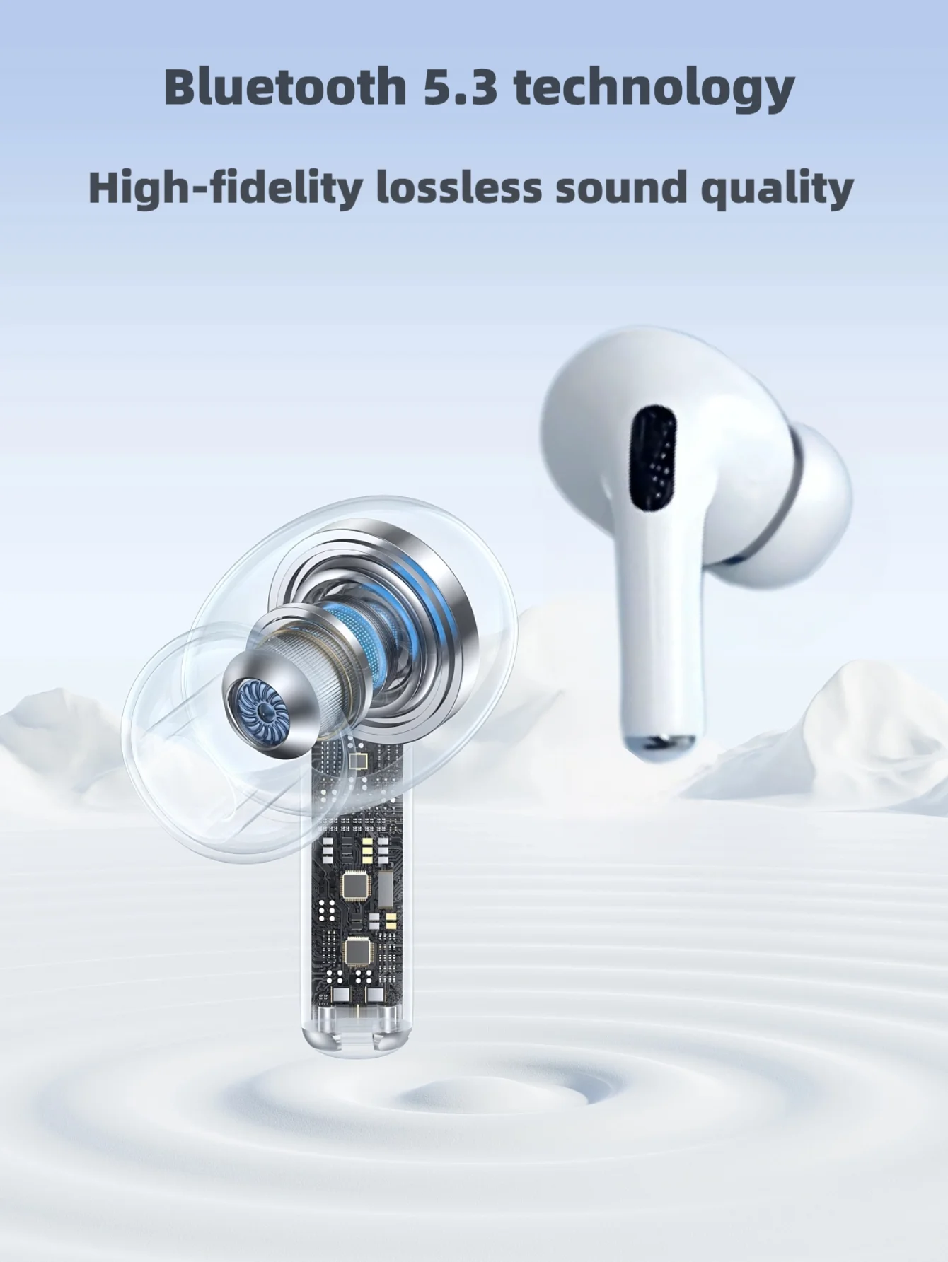 TWS سماعة لاسلكية تعمل بالبلوتوث 5.3 سماعة رأس مع ميكروفون مقاوم للماء سماعات رياضية للحد من الضوضاء سماعات أذن