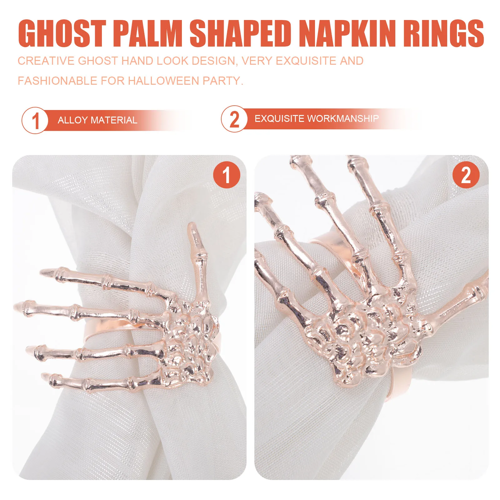 

6 Pcs Napkin Buckle Hotel Buckles Ghost Palm Shaped Rings Halloween Decor Table Holder Mold