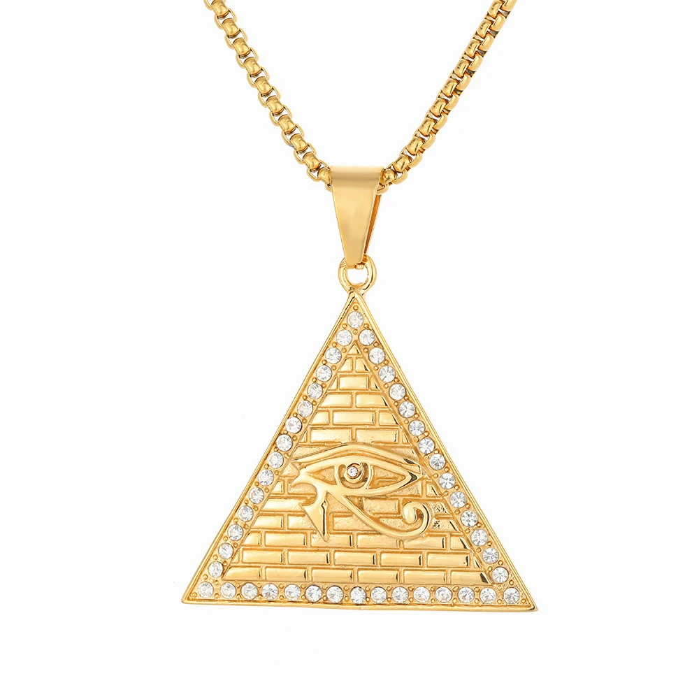 

Egyptian Pyramid Eye of Horus Pendant Necklace Male Gold Color Stainless Steel Amulet Necklaces For Men Egypt Jewelry Gift