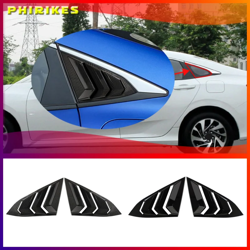 

For Honda Civic 10th Gen 2016-2021 Sedan Rear Side Window Louvers Air Vent Scoop Shades Cover Trim Blinds Body kit