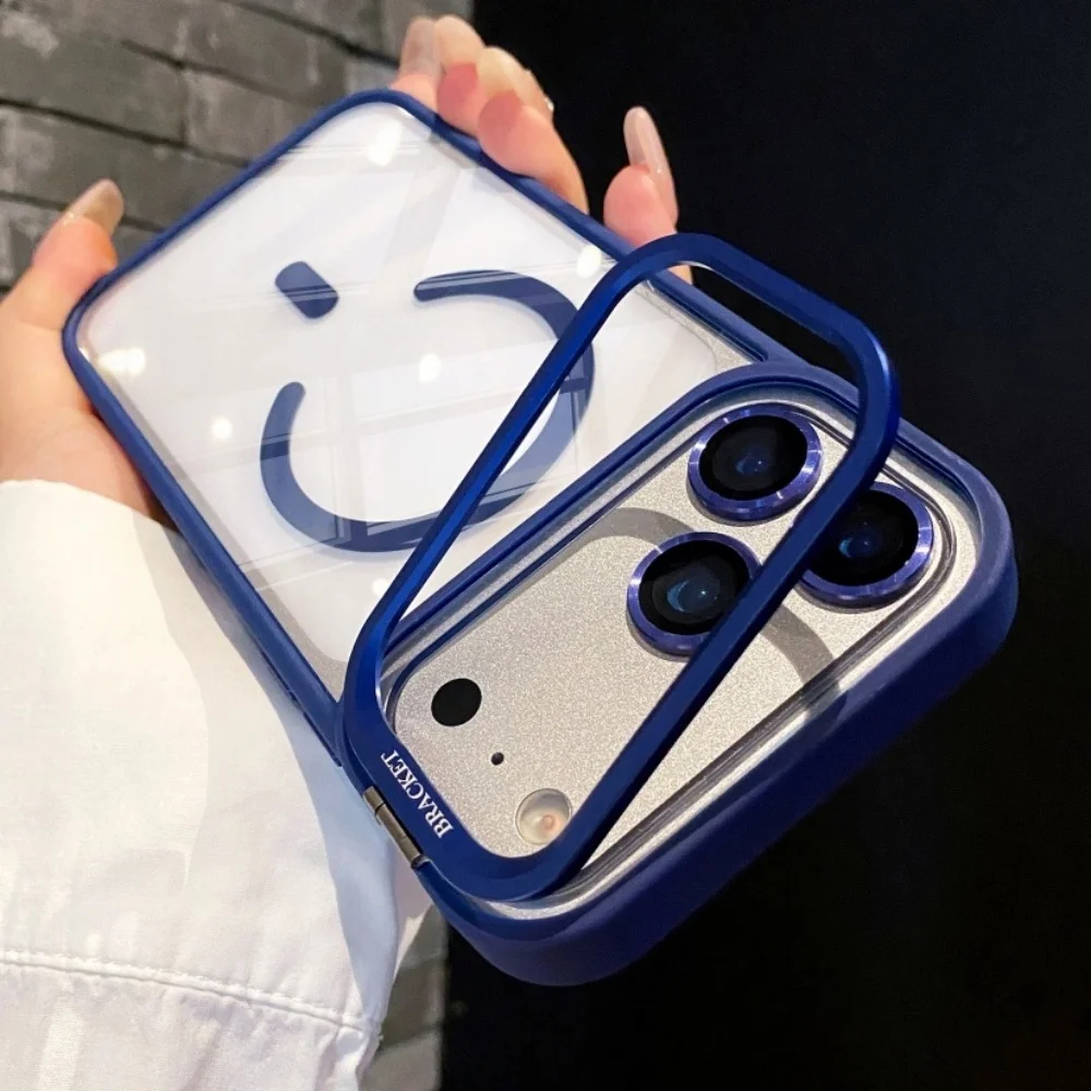 Magnetische Transparente Handyhülle für Apple iPhone 17 Air 16 15 14 Plus 13 12 11 Pro Max Durchsichtige Kamera-Schutzhülle mit Ständer