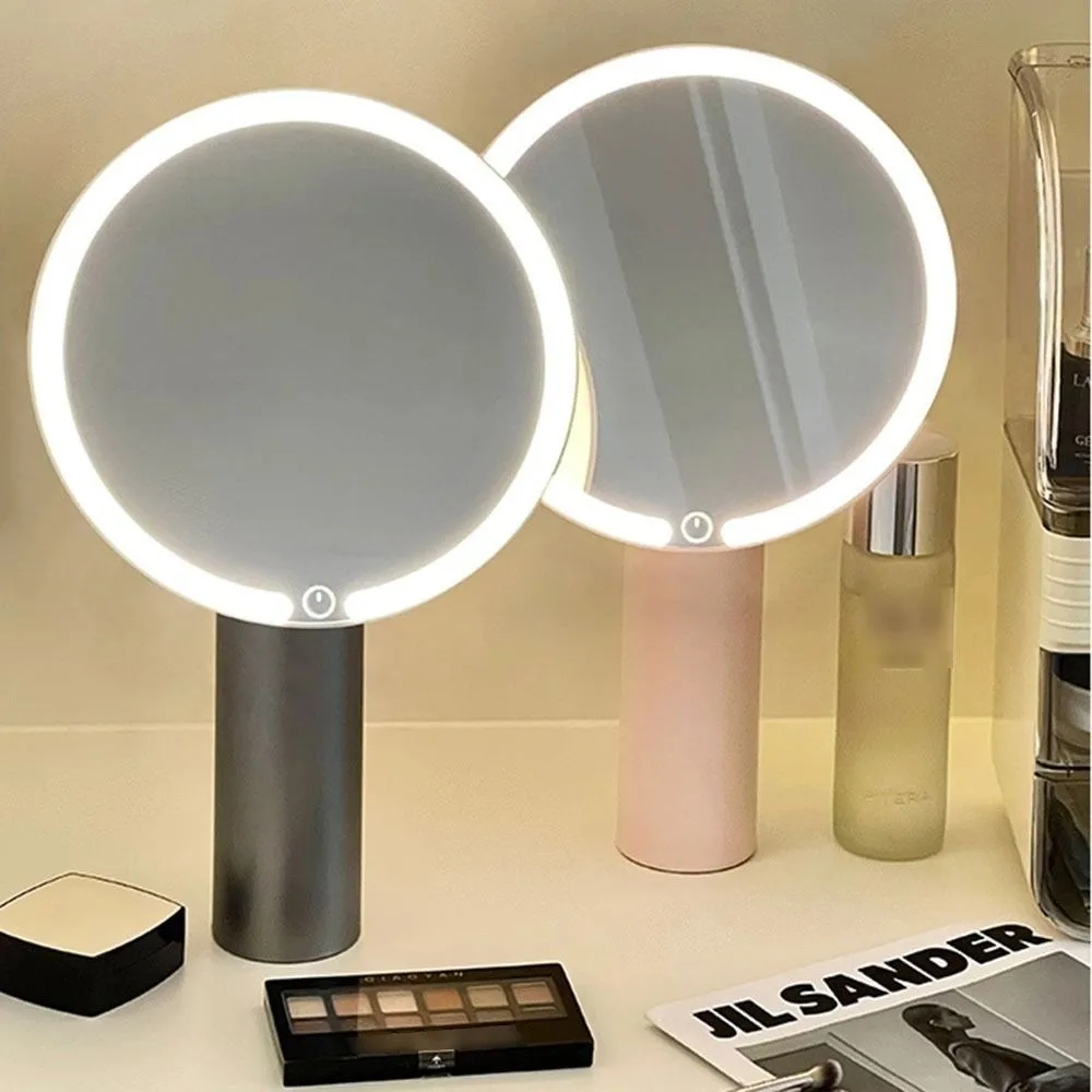 Touch Control LED-Make-up-Spiegel, USB-Aufladung, 3-farbige Lichter, tragbare Kosmetikspiegel, hochauflösend, verstellbar