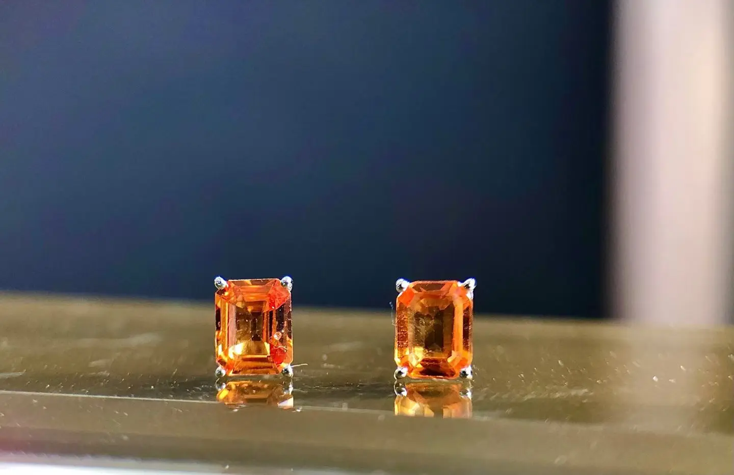 Certificated PT900 Platinum 1.1ct Natural Sapphire Ear Stud Unisex Real Gold Orange/Blue/Green/Purple Gems Earring Women Jewelry view 2