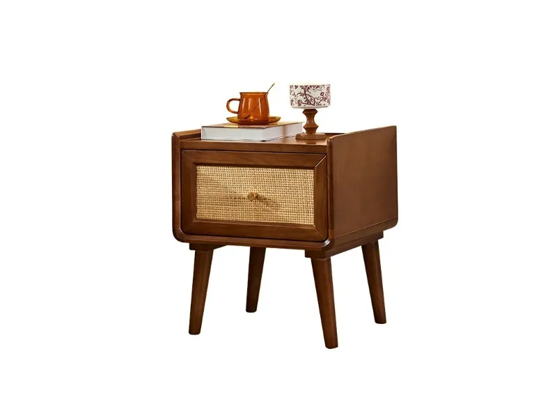 

Solid wood bedside table Simple modern side cabinet Rattan storage cabinet Locker Fashion single draw Nordic bedroom cabinets