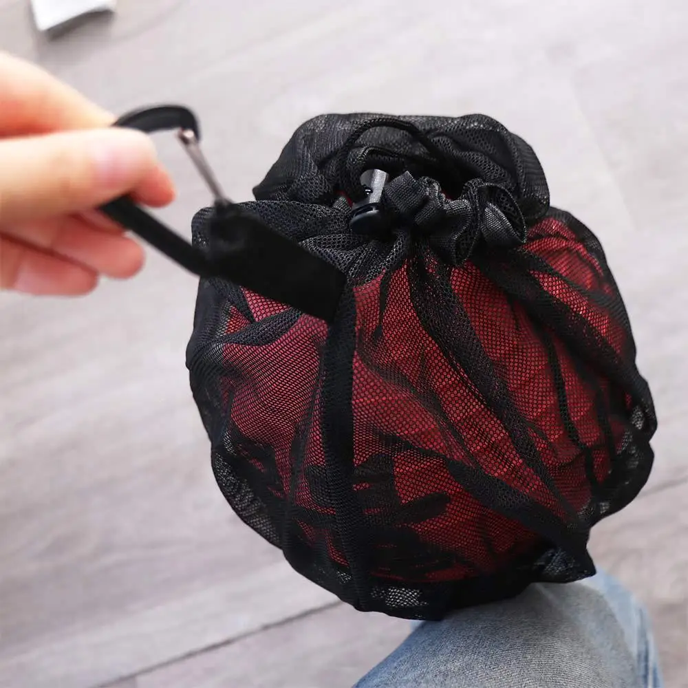 Borsa a rete con clip sulla palla Porta palla con coulisse Borsa portaoggetti da basket Borsa in tessuto Oxford Borsa a sfera singola Palestra da viaggio