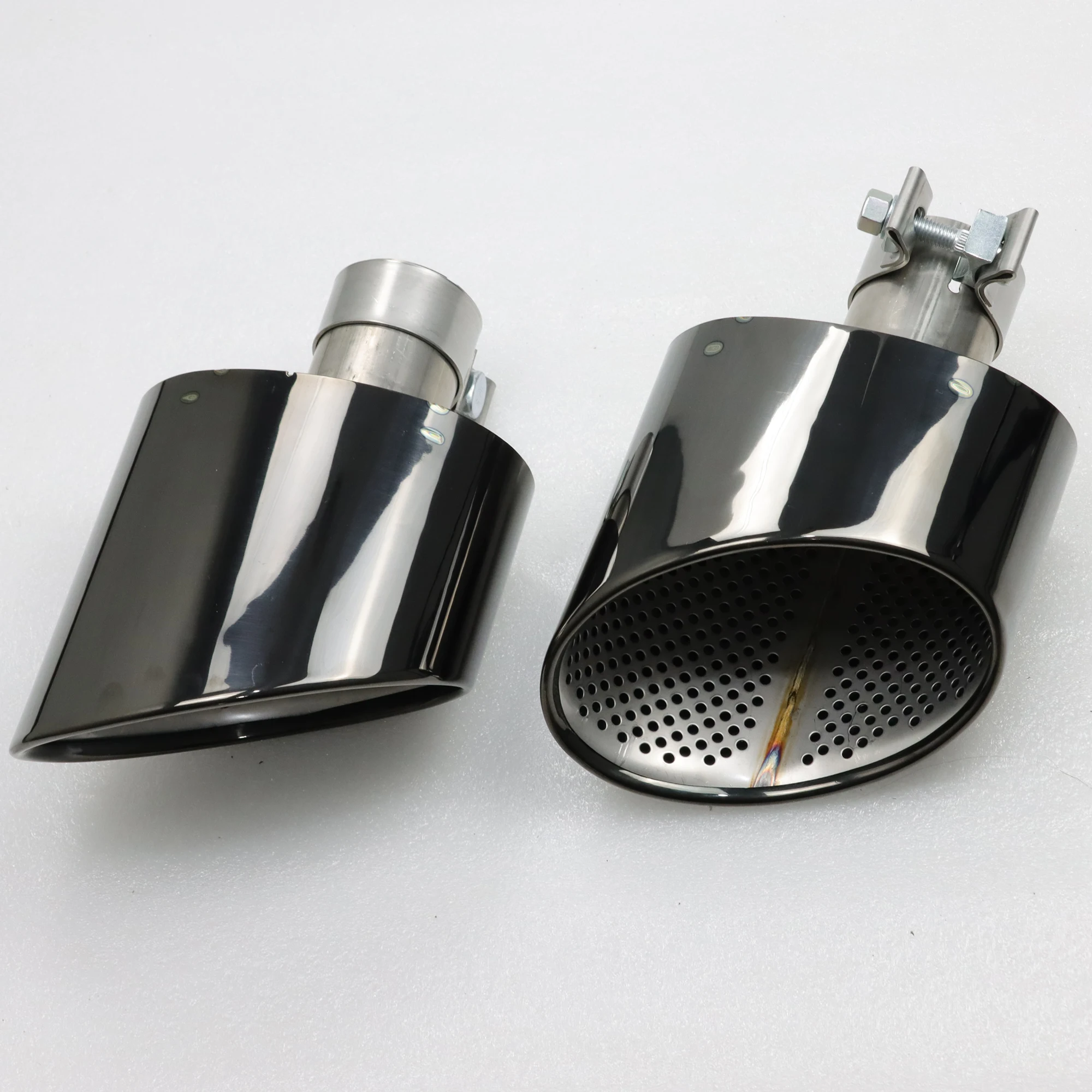 1 Pair Upgrade Exhaust Nozzle Tip Stainless Steel Muffler For Audi Tailpipe Modify For Audi A4 A5 A6 A7 Up To RS4 RS5 RS6 RS7