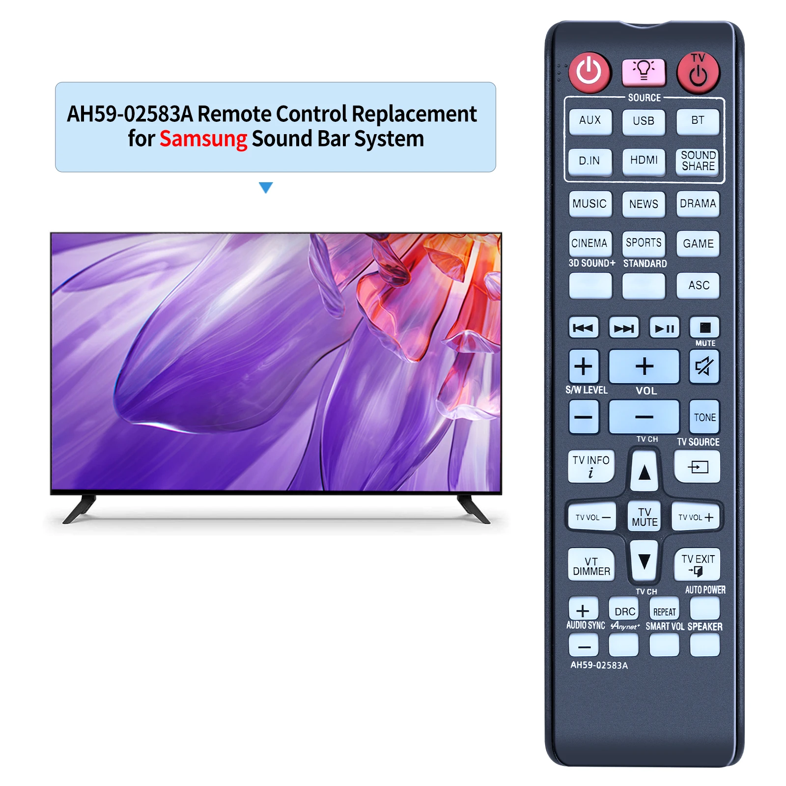 New Generic AH59-02583A For Samsung Sound Bar Remote Control AH5902583A for HW-F850 HW-F850/ZA Fernbedienung