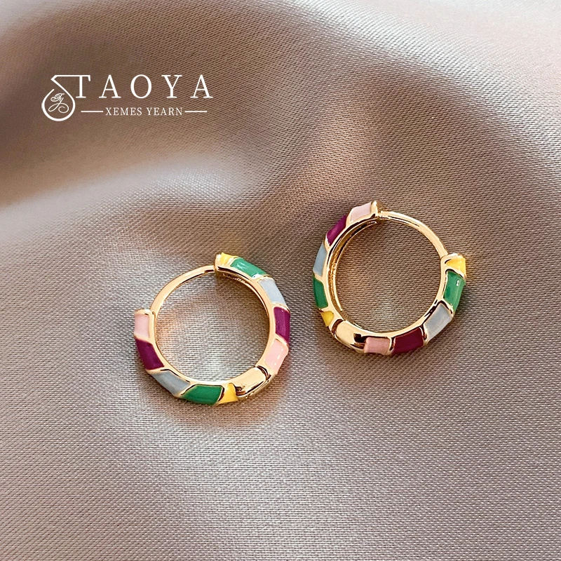 

Design sense Mini Simple Colorful Drop Glaze Enamel Hoop Earrings for Women Girls Korean Fashion Jewelry 2025 New Accessories