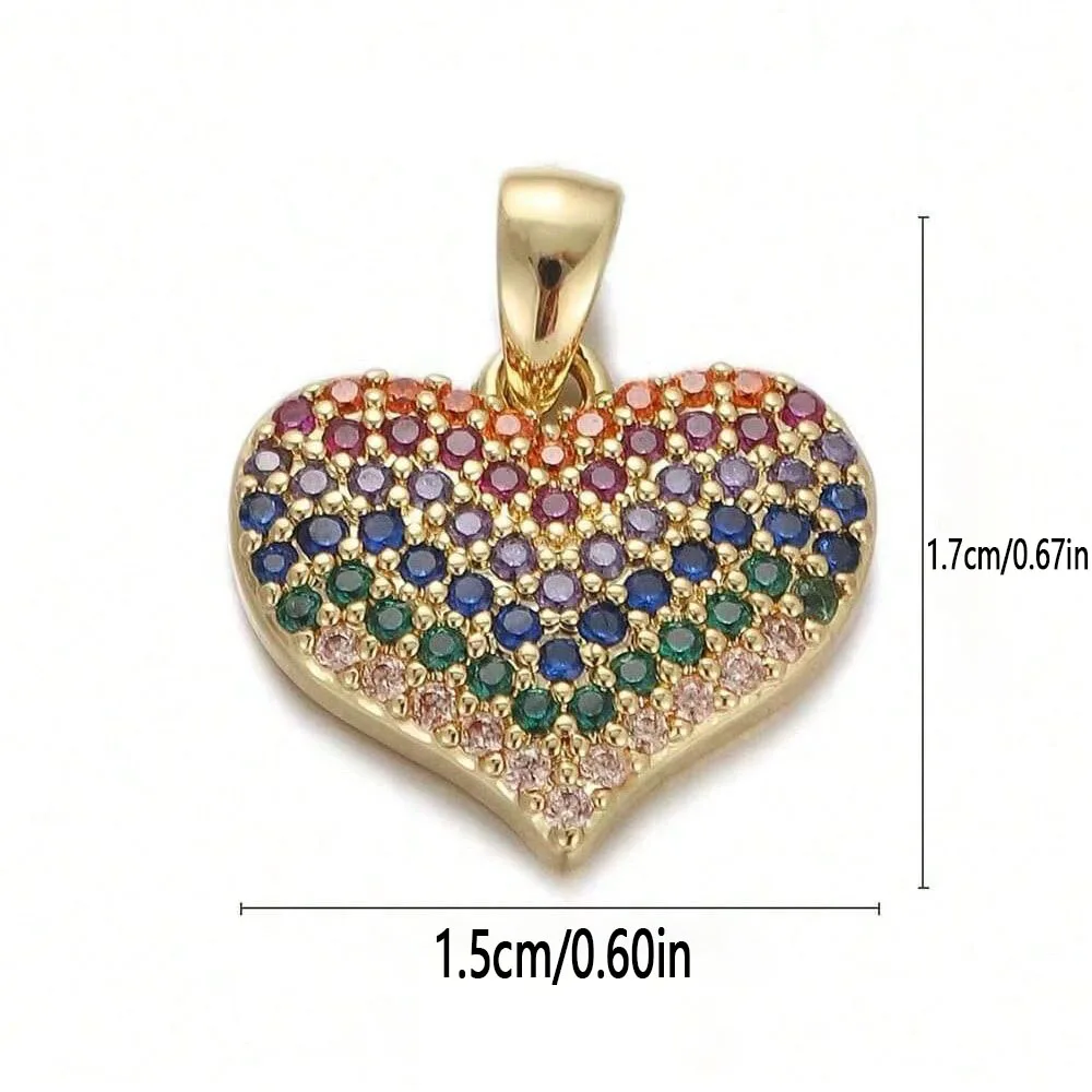 1PC Copper Zircon Plated heart shape Evil Eye DIY Jewelry Accessories, Necklace Bracelet Earrings Pendant view 5