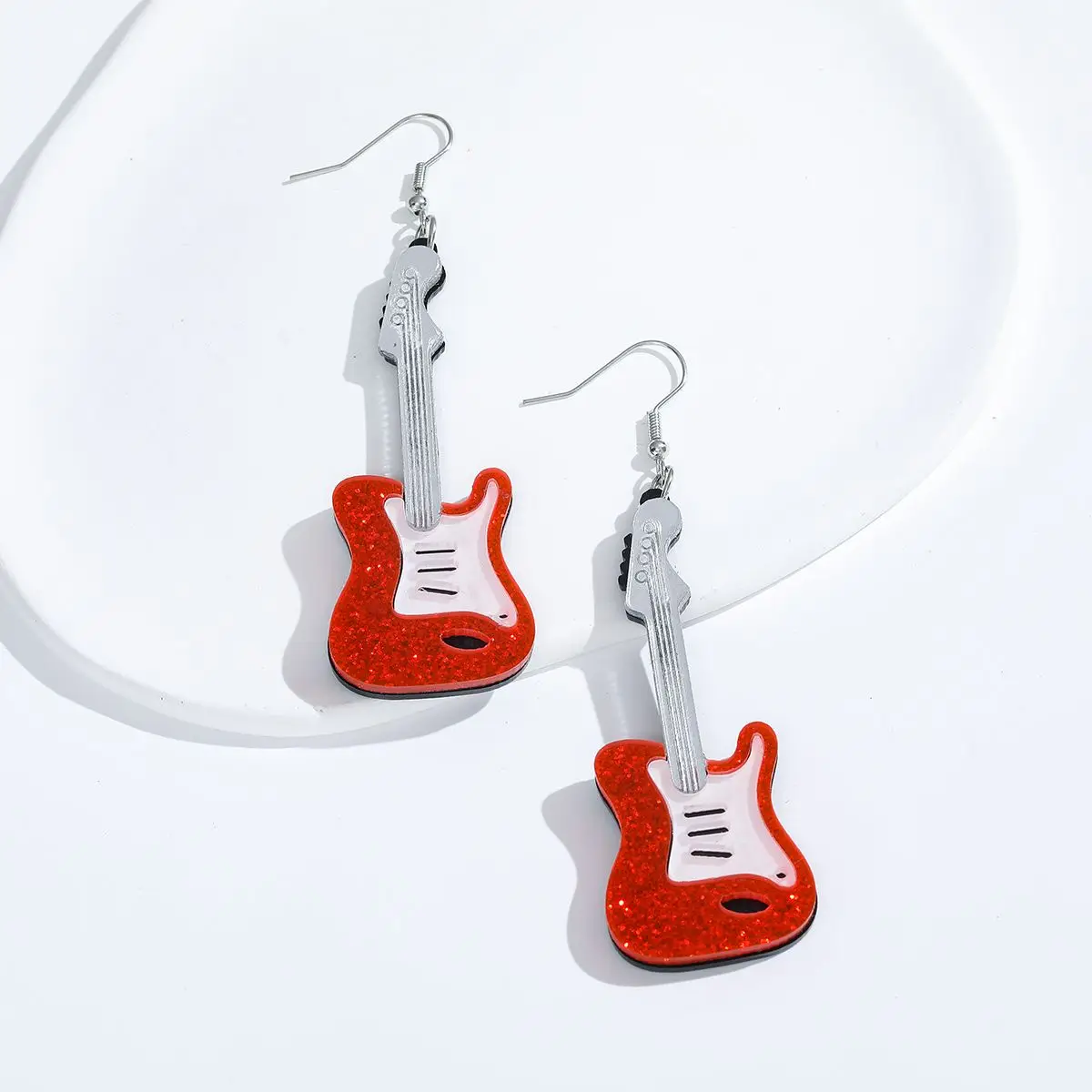 1 Pair Halloween Classic Fashion Acrylic Earrings Guitar Colourful Music Texture Fashion Jewellery Holiday Gifts Party Dressing