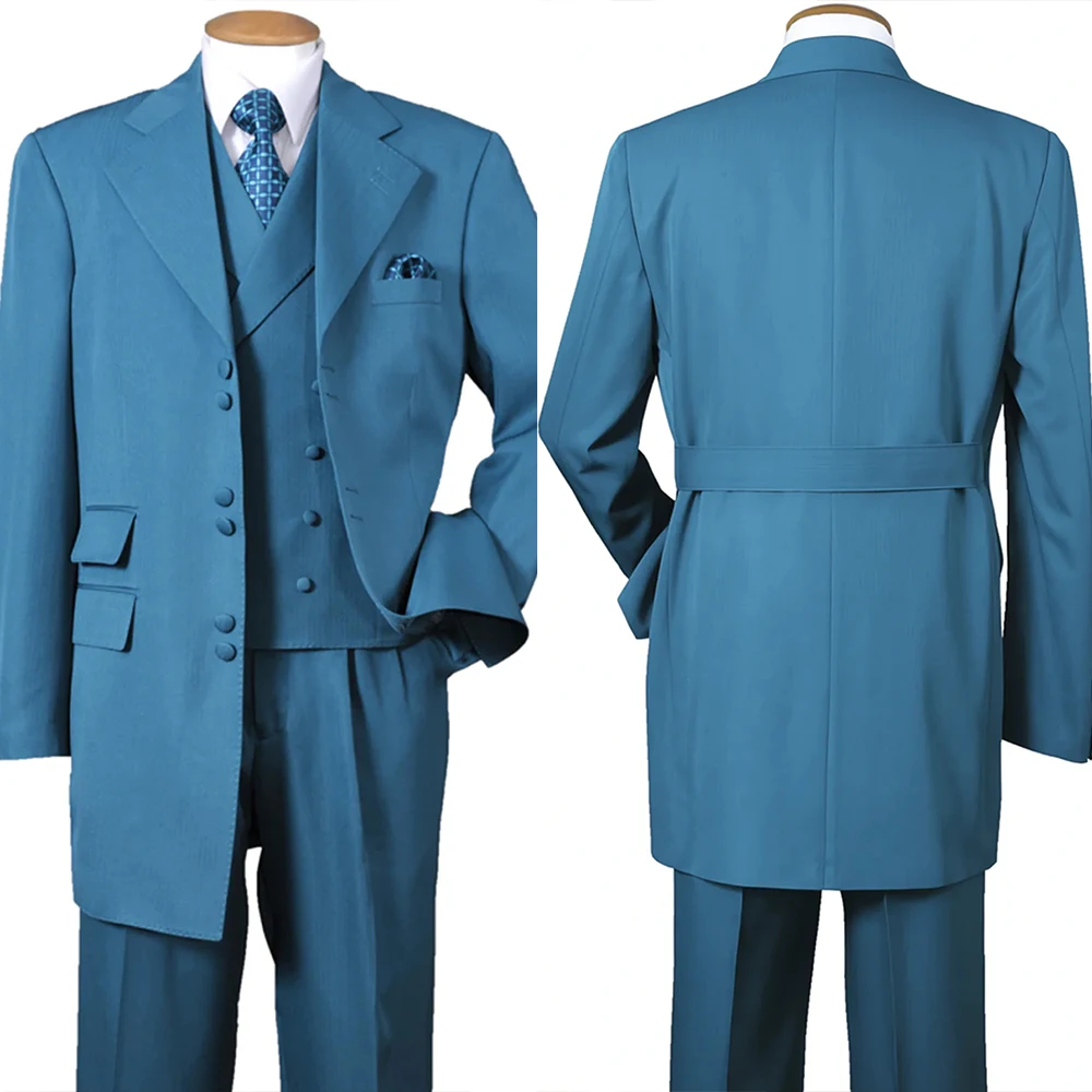 

Luxury Men's Suit 3 Pieces Blazer Vest Pants Peaked Lapel Satin Business Formal Work Wear Wedding Groom Costume Homme Customized