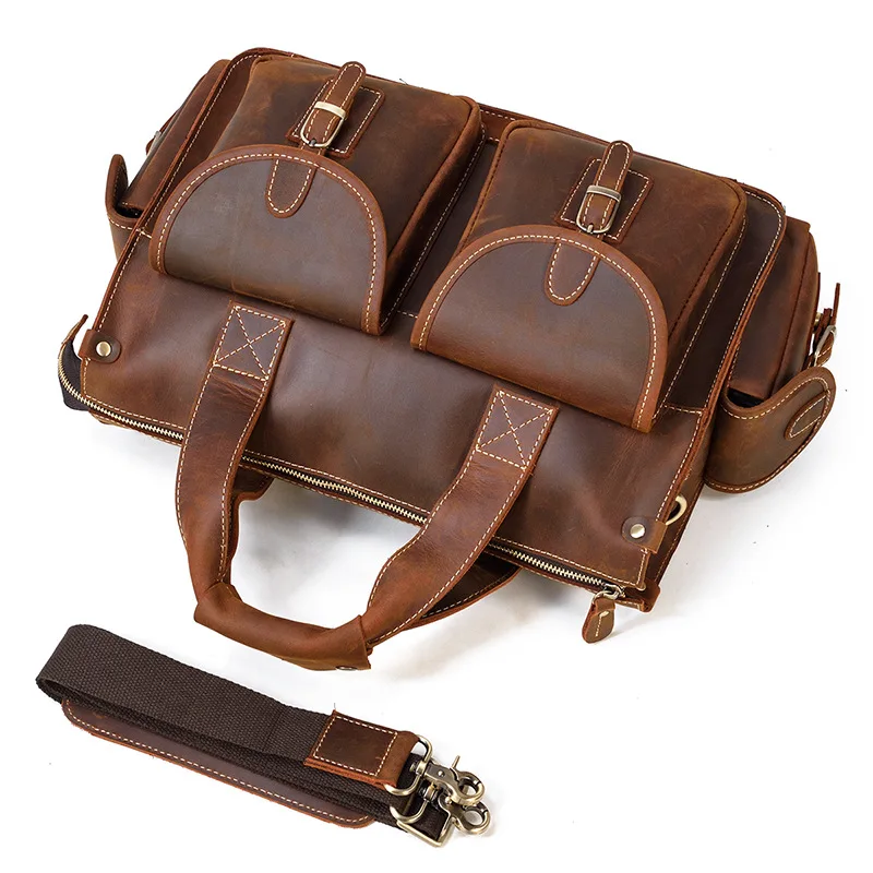 Business Shoulder Briefcases Laptop Commuting Man Outdoor Briefcases Handbag Leather Bags Valigette MHGWB