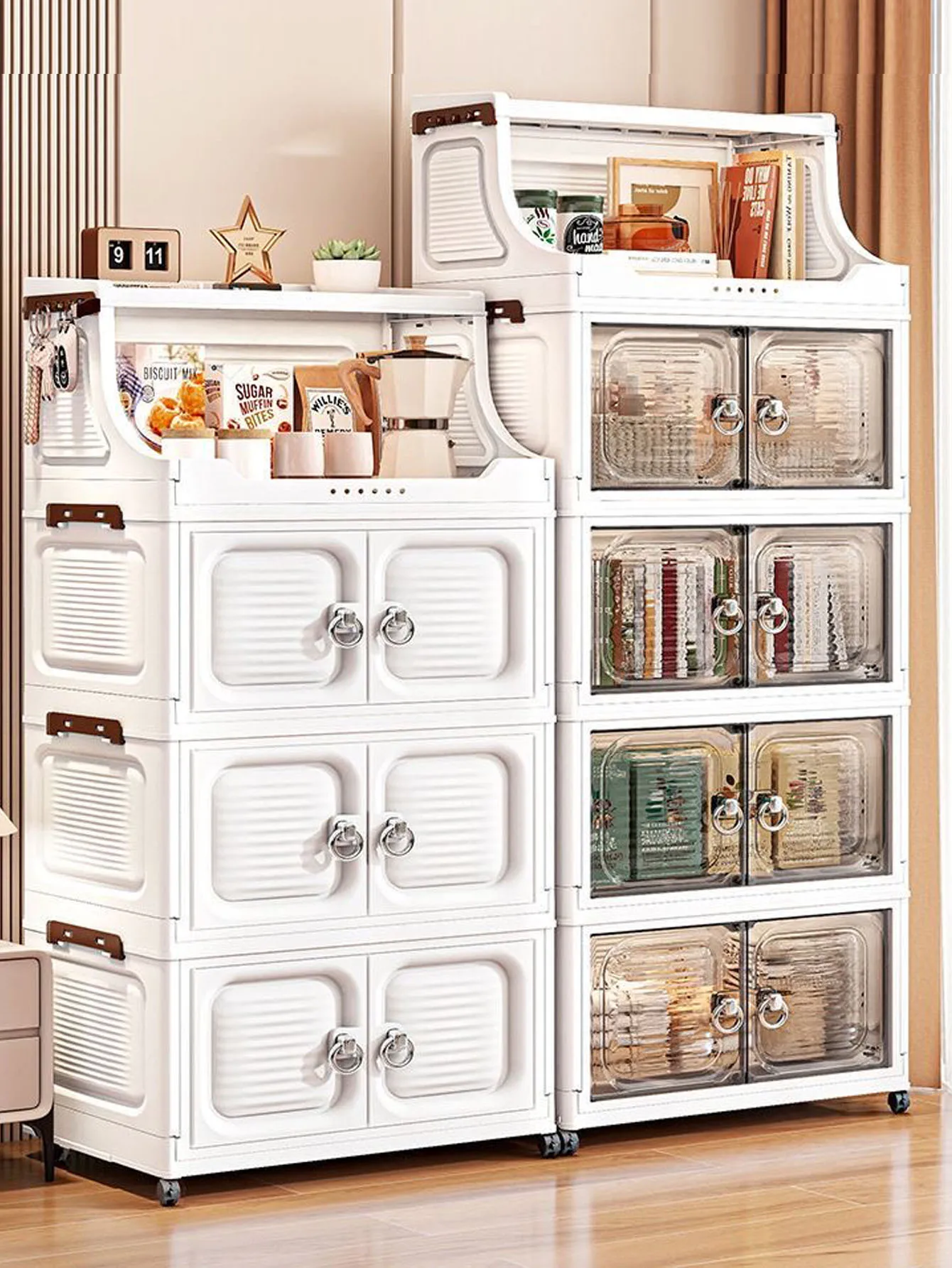 家庭用シンプルワードローブ、ベビー・子供服オーガナイザー、ベビーワードローブ、プラスチック収納、組立不要収納キャビネット