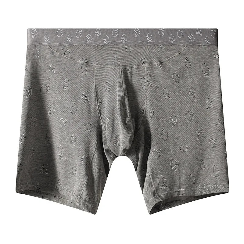 

Extended Boxy Underwear for Men Jacquard Modal Comfort Seat Absorption Boxer Shorts Gay Mid-rise U Convex Pouch Sports Leg Trunk