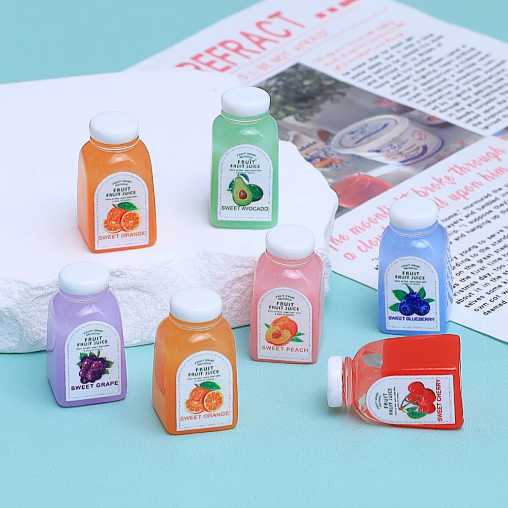 6/60cs 3D Juice Food Play Dollhouse Decor Accessories Cartoon Handmade DIY Resin Kitchen Home Decoration