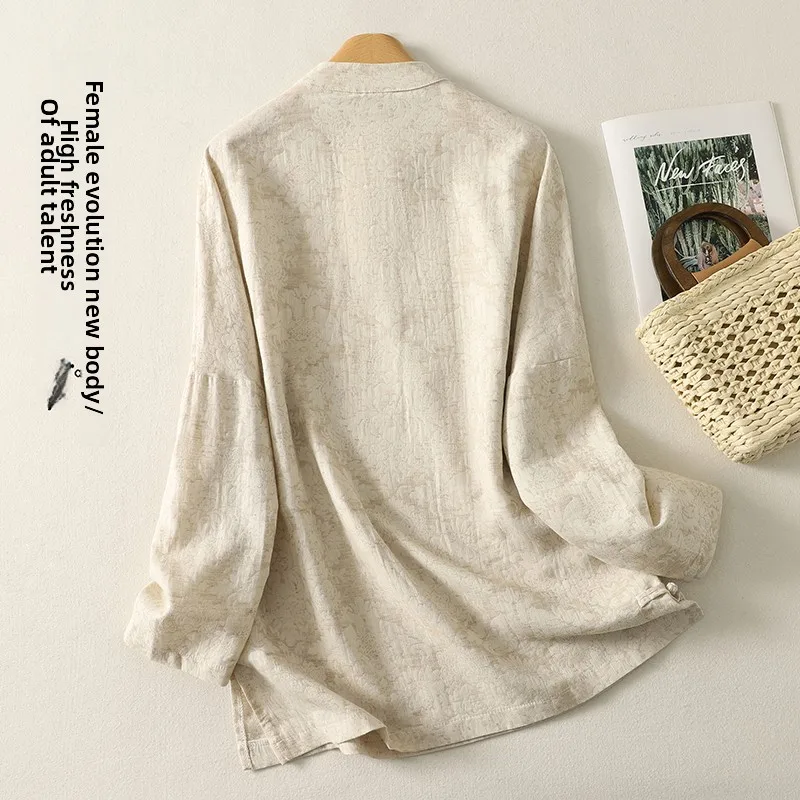 Loose Fit Katoen Linnen irt Lente Pendelen Nieuwe Chinese Sle Nationale Wind Slaed Sensation Lange Sve Rechte Buis pe