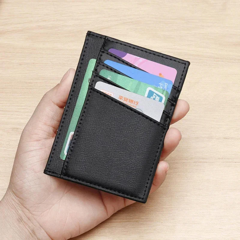 Men Wallets Genuine Leather Card Purse Male Money Bags Slim Thin Minimalist Wallet Male Black Wallet Simple Mini Card Holder