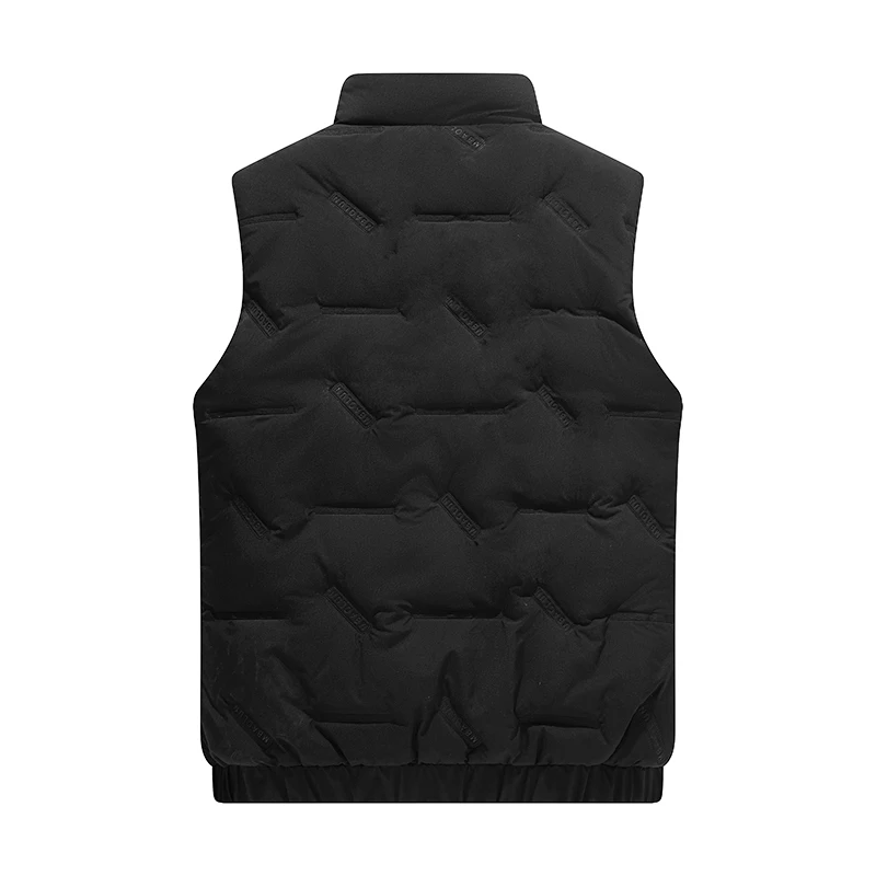 Winter Vest Men Pleated Windproof Padded Vest Solid Warm Sleeveless Jackets Homme Casual Waistcoat Thicken Parkas Plus Size