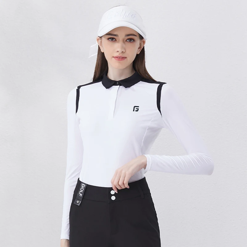 Golfist Golf Summer Polo Shirt for Women Long Sleeve Breathable Quick Dry Slim Fit Tennis Ladies T-shirt