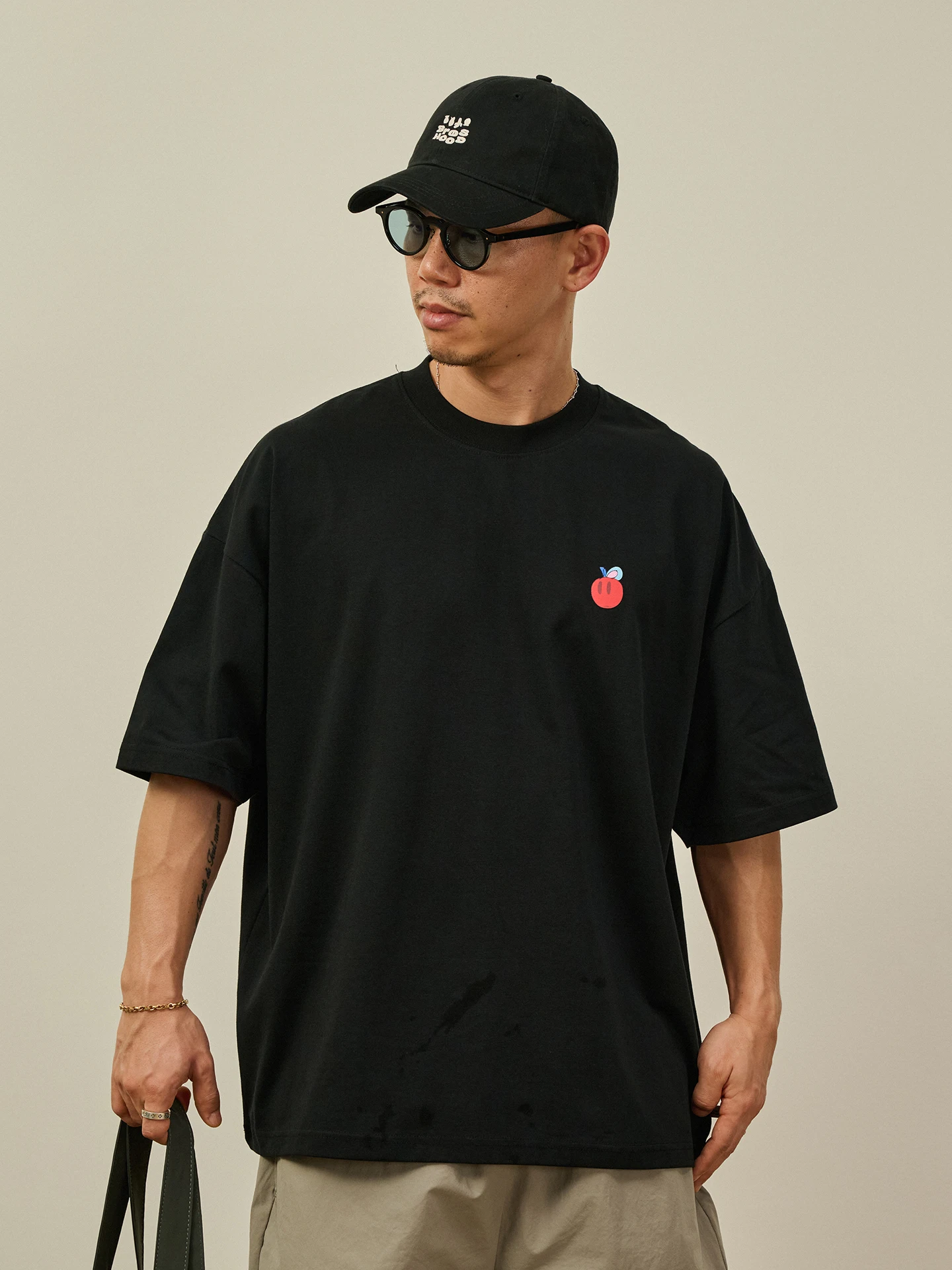 Broshood X JoeNg Collaborative Cool Feeling Fleece Short Sleeve T-Shirt Creative Fun Print Loose Fit Summer Casual Style