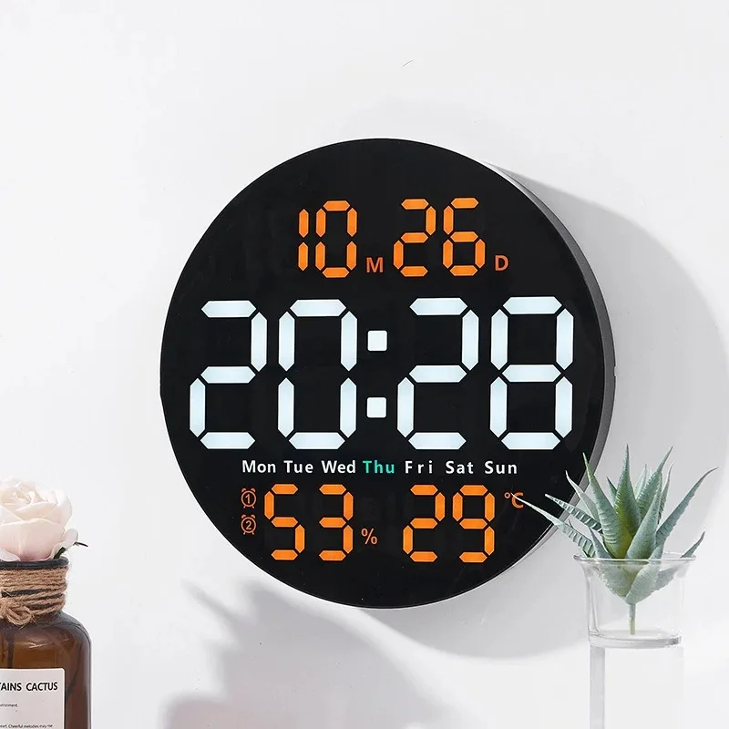 Orologio da parete digitale grande a LED da 10 pollici con telecomando temperatura umidità data settimana Display conto alla rovescia orologio Home