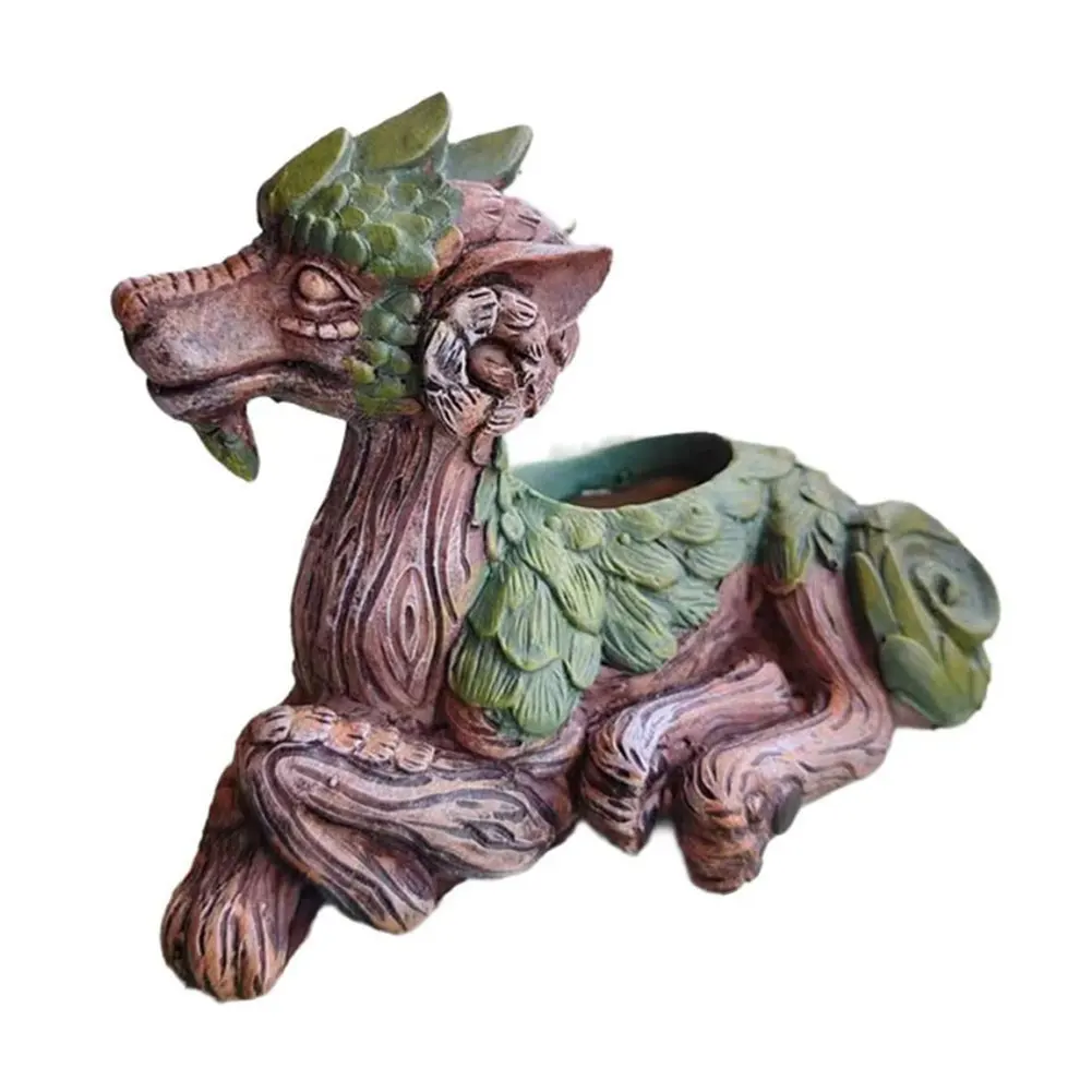 Dragon Tree Succulent Planter Resin Garden Statue Unique Succulent Pot Decorative Plant Pot Gift for Nature Lovers