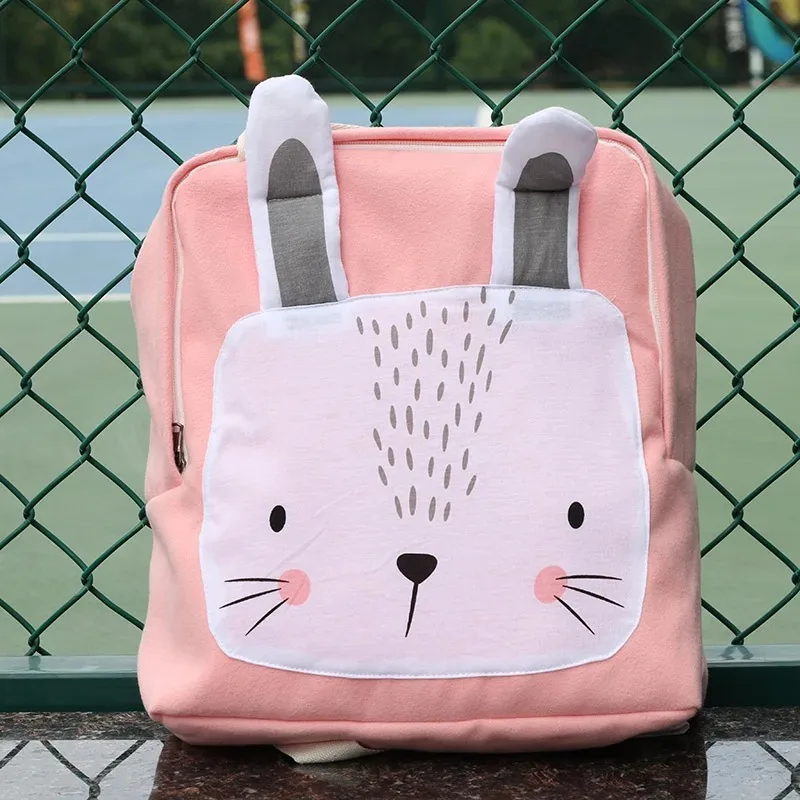 Children Backpack Toddler Kids School Bag Animals Design Girl Boys BackpackKindergarten Cartoon Rabbit  Lion Pink Print Bag