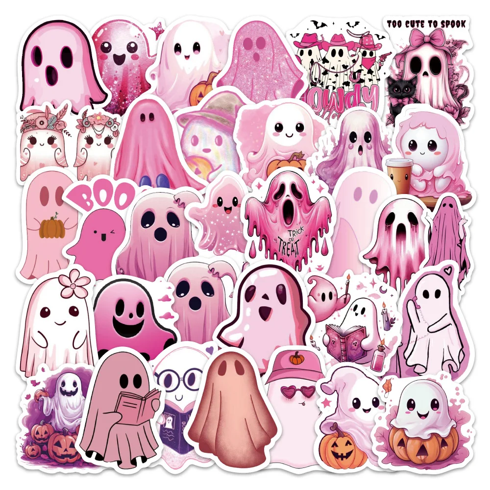 

10/30/54PCS Cartoon Pink Cute Ghost Graffiti Sticker Creative Decoration Mobile Phone Case Notebook Water Cup Waterproof Toys