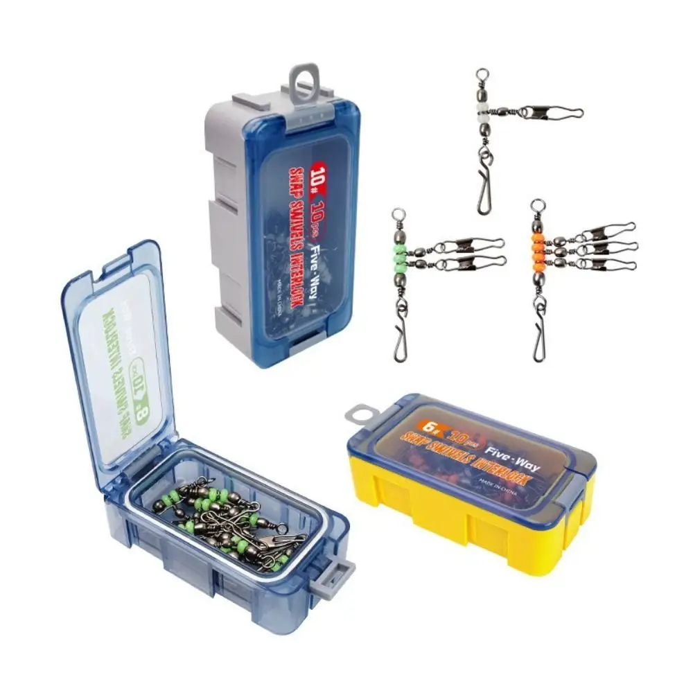 

10pcs Bearing Barrel Wooden Shrimp Fishing Tackle Solid Ring Stainless Steel 3-Way Rolling Swivel Snap Mechanism Swivel Design