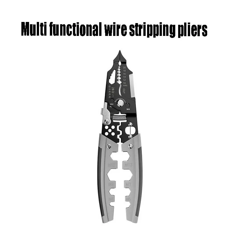 Wielofunkcyjne szczypce do ściągania izolacji dla elektryków 28 w 1. Mocne szczypce do ściągania izolacji do zaciskania i łamania przewodów