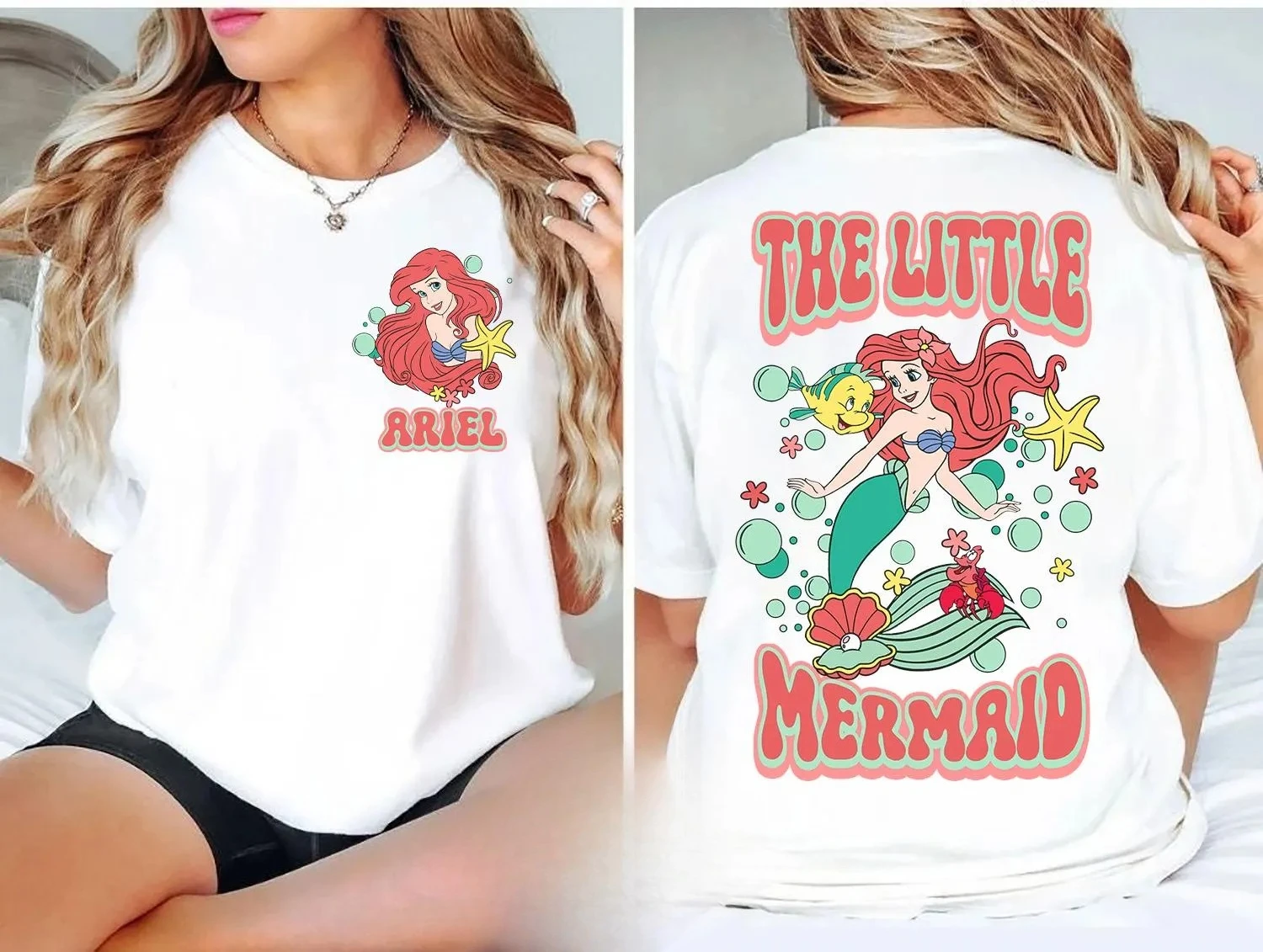 

2 sided Disney Princess Bootleg Ariel Shirt Disney The Little Mermaid Shirt Disney Ariel Sebastian Flounder Tee