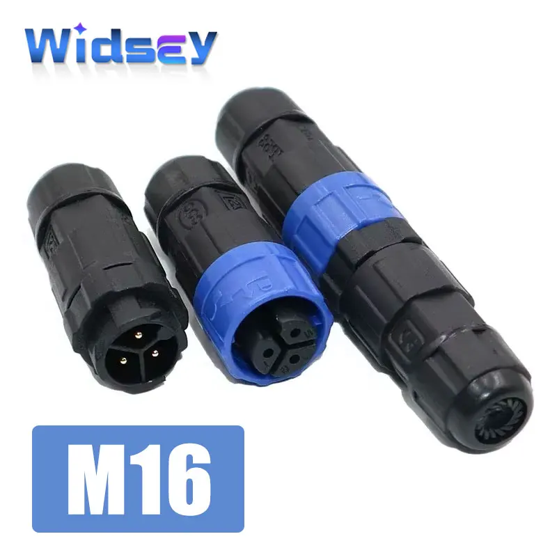 M16 Waterproof 2 3 4 Pin Cable Connector IP68 Self-locking Male Female Plug Assembly Quick Lock Screw/Welding Connectors Joint