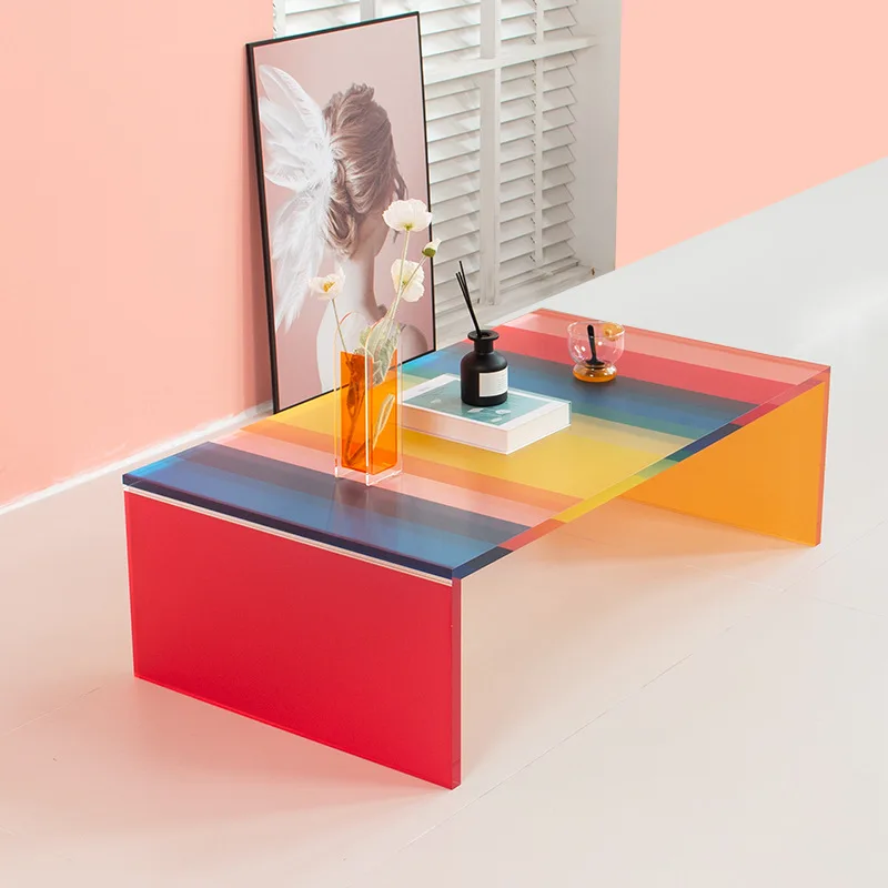 Acrylic rainbow color coffee table living room home light luxury modern, small apartment Internet celebrity coffee table
