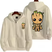 Men I Am Groot Cartoon Zipper Hoodie
