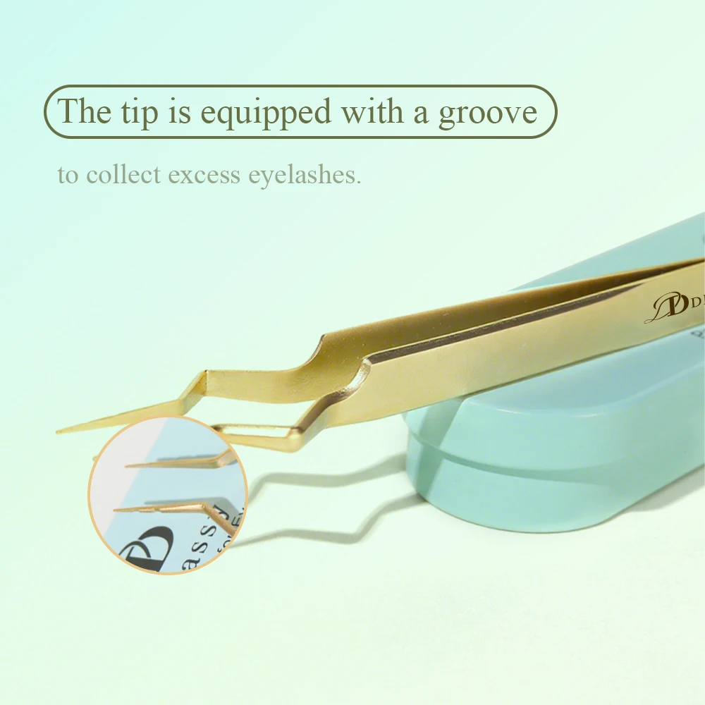 Pinzeles Eyelash Isolation Wide View Tweezers Stainless Steel High Precision Anti-slip Clip Lash