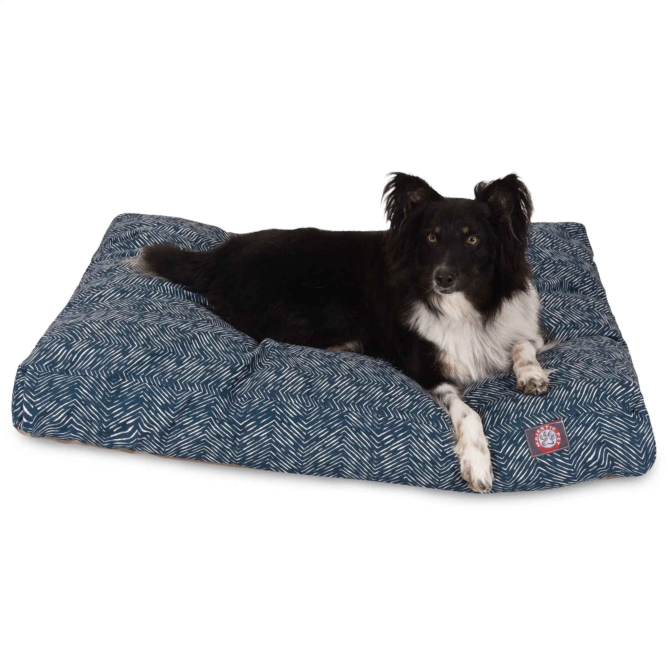 

| South West Rectangle Pet Bed for Dogs, Removable Cover, Navy, Small