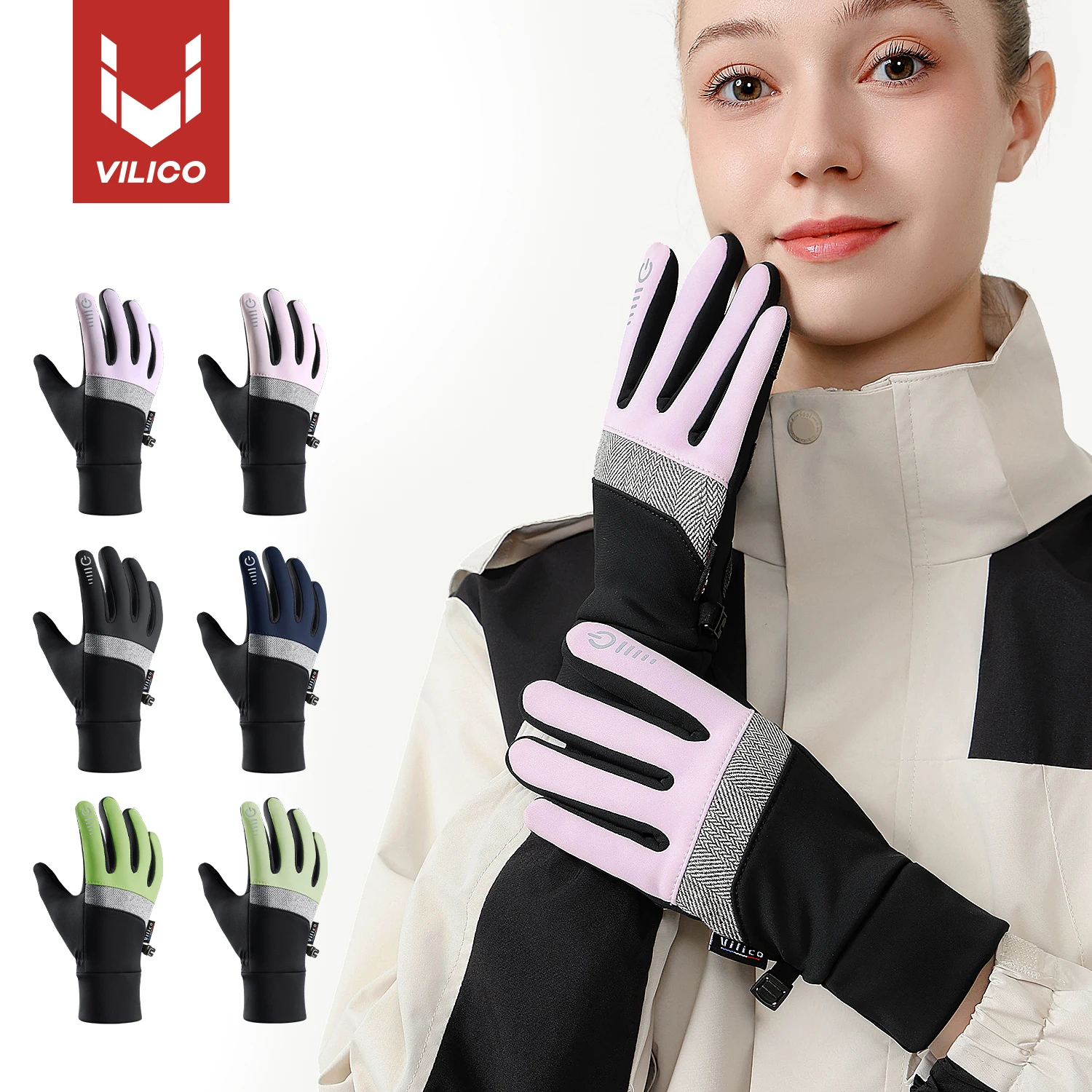 Winterhandschuhe, wasserdicht und warm, mit Touchscreen-Fingerhandschuhen, geeignet zum Radfahren, Laufen, Arbeit, Outdoor-Aktivitäten in