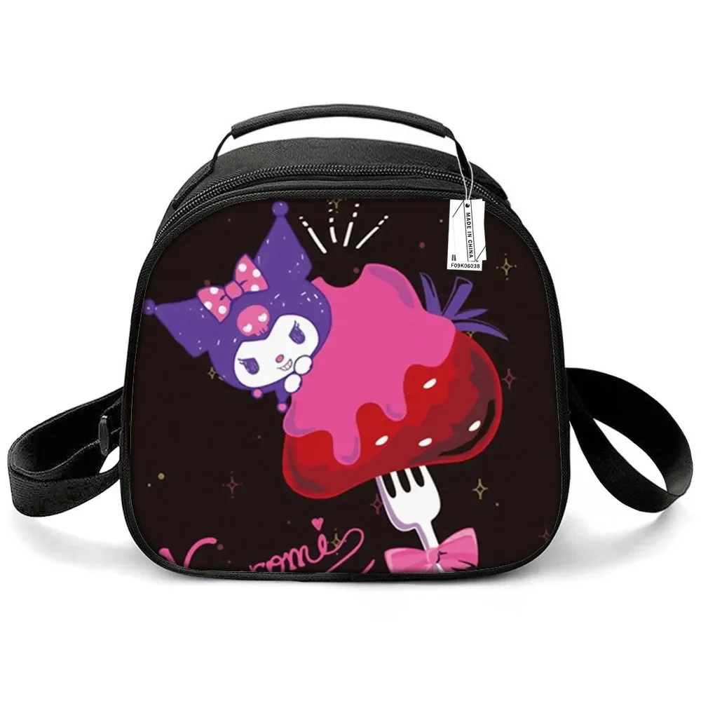 Sanrio Kids School Cute Cartoon borsa da pranzo isolata borsa da Picnic Kuromi di grande capacità borsa da viaggio portatile per studenti