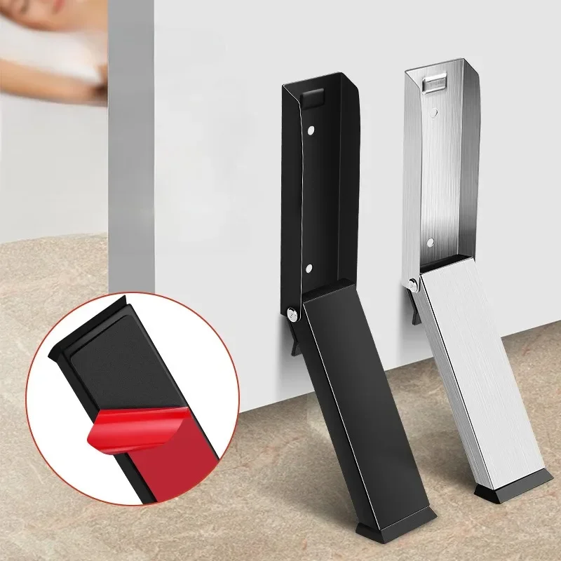 No Punching Metal Foot Stepping on Door Stop Stainless Steel Flip Safety Windproof and Non-slip Card Magnetic Door Stopers