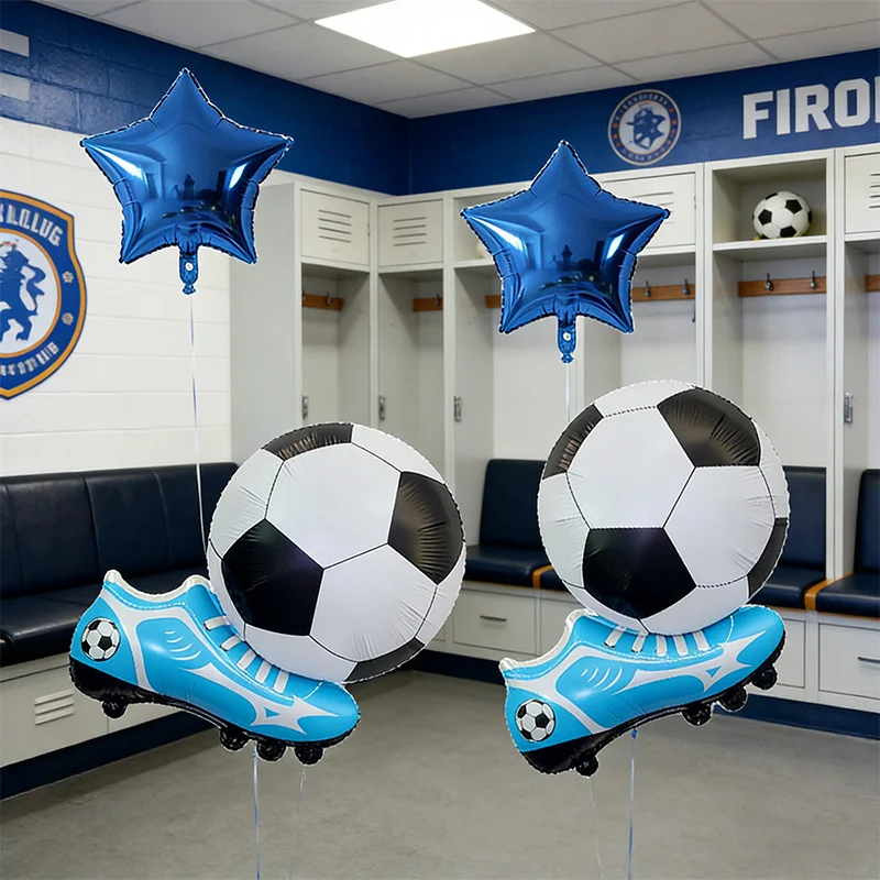 7-teiliges Set Blaue Fußballschuh-Ballons Sportthemen-Partydekoration für Innen und Außen Atmosphäre-Gestaltung Sportveranstaltungen Foto-Requisiten