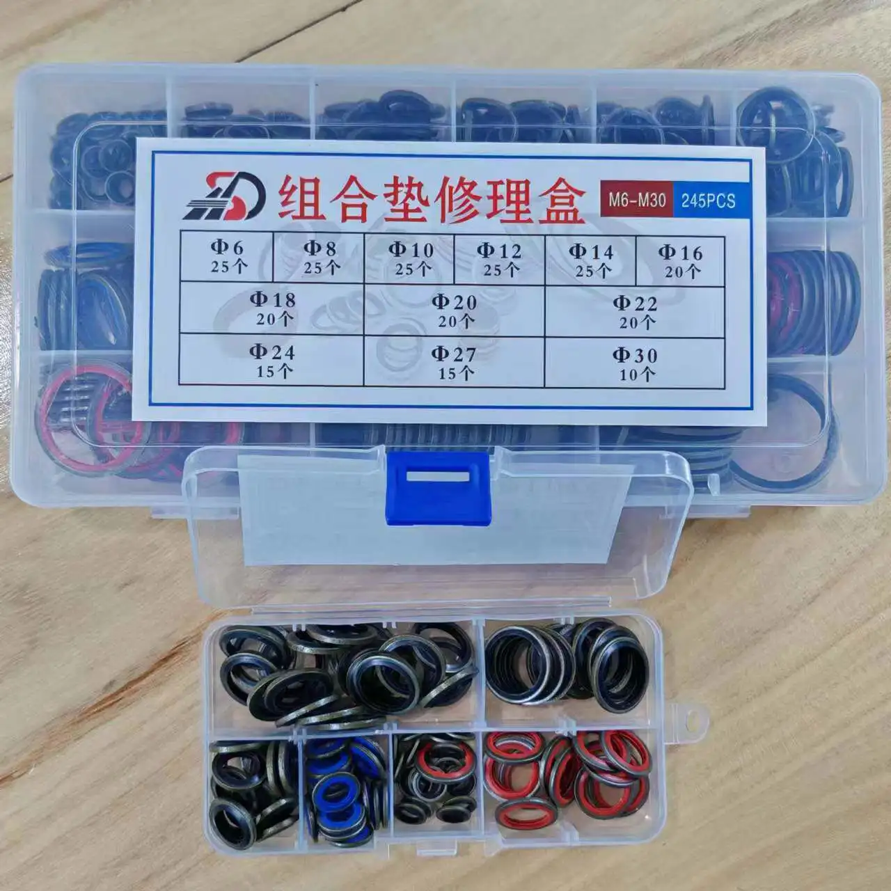 M6-M30 Dichtscheiben-Set, Verbunddichtung, Hydraulische Stahldichtung, Reparatur-Box – Detail 1