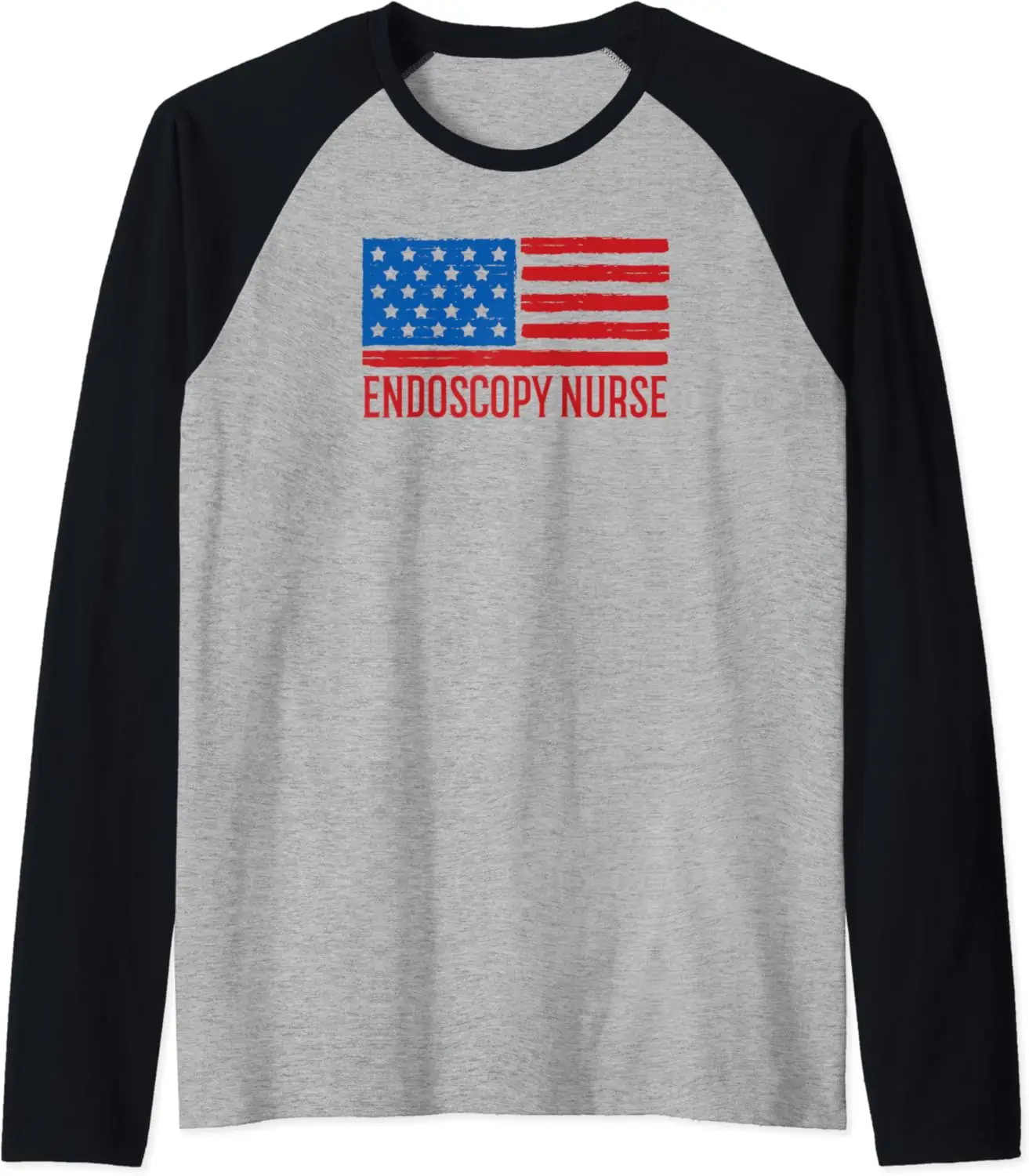 Patriotic Endoscopy Nurse American Flag 4th of July USA Raglan Baseball Tee